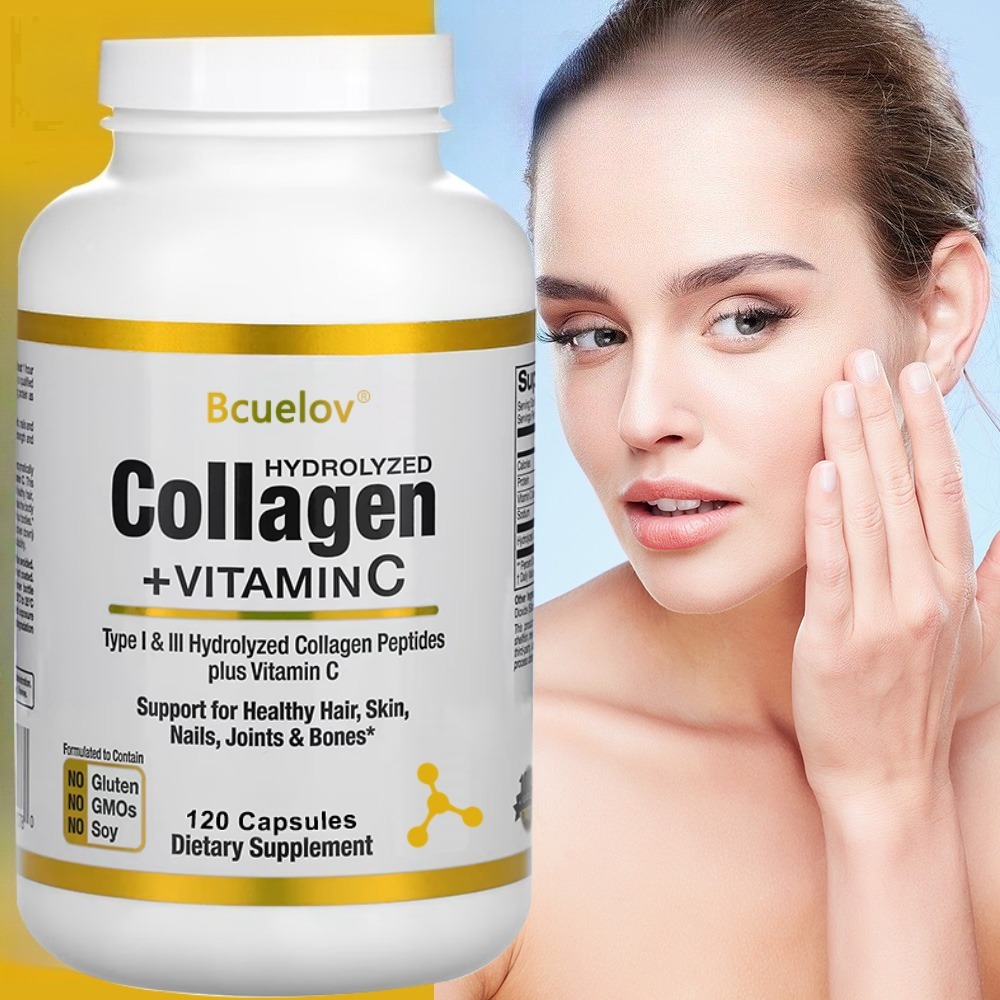 Collagen Peptide Powder - 加水分解コラーゲンペプチドサプリメント プラスビタミンC、アンチエイジング、髪、肌、爪、関節、骨の健康をサポート