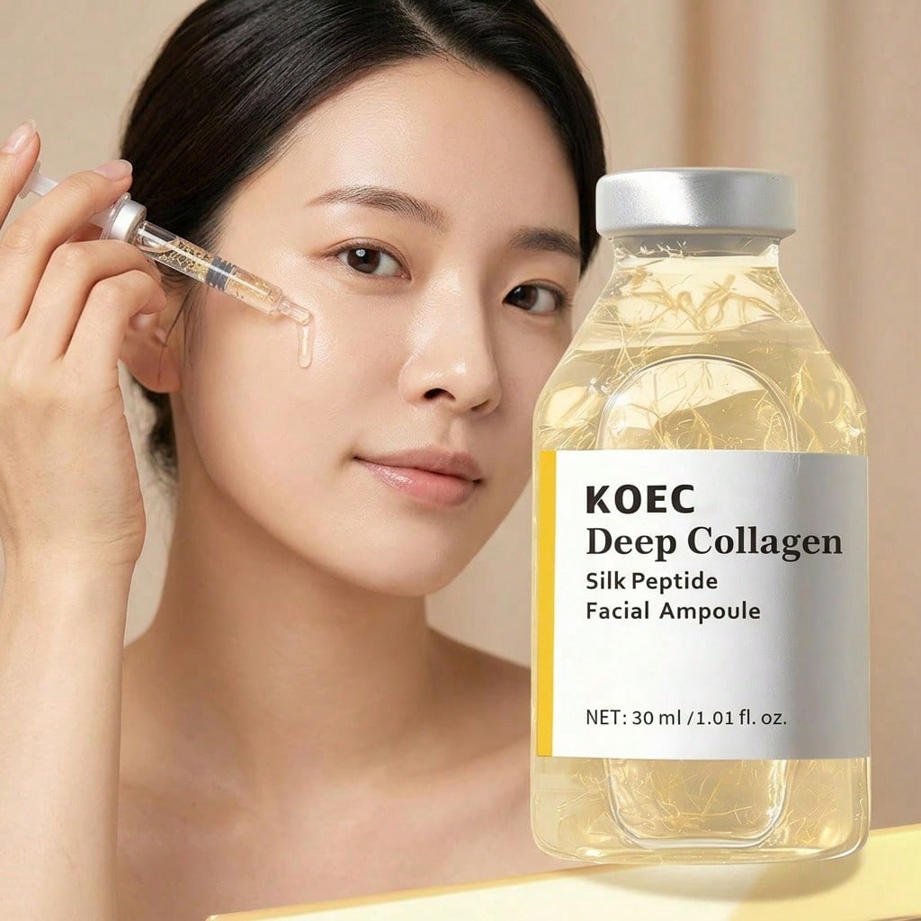 Collagen Peptide Powder - ディープコラーゲンシルクペプチドフェイシャルアンプル、コラーゲンシルクペプチドフェイシャルアンプルセラム、デュアルペンタペプチドヘキサペプチドジェントルスキンエッセンス、荒れたくすんだ肌の質感を改善、実用的なレディースビューティーギフト