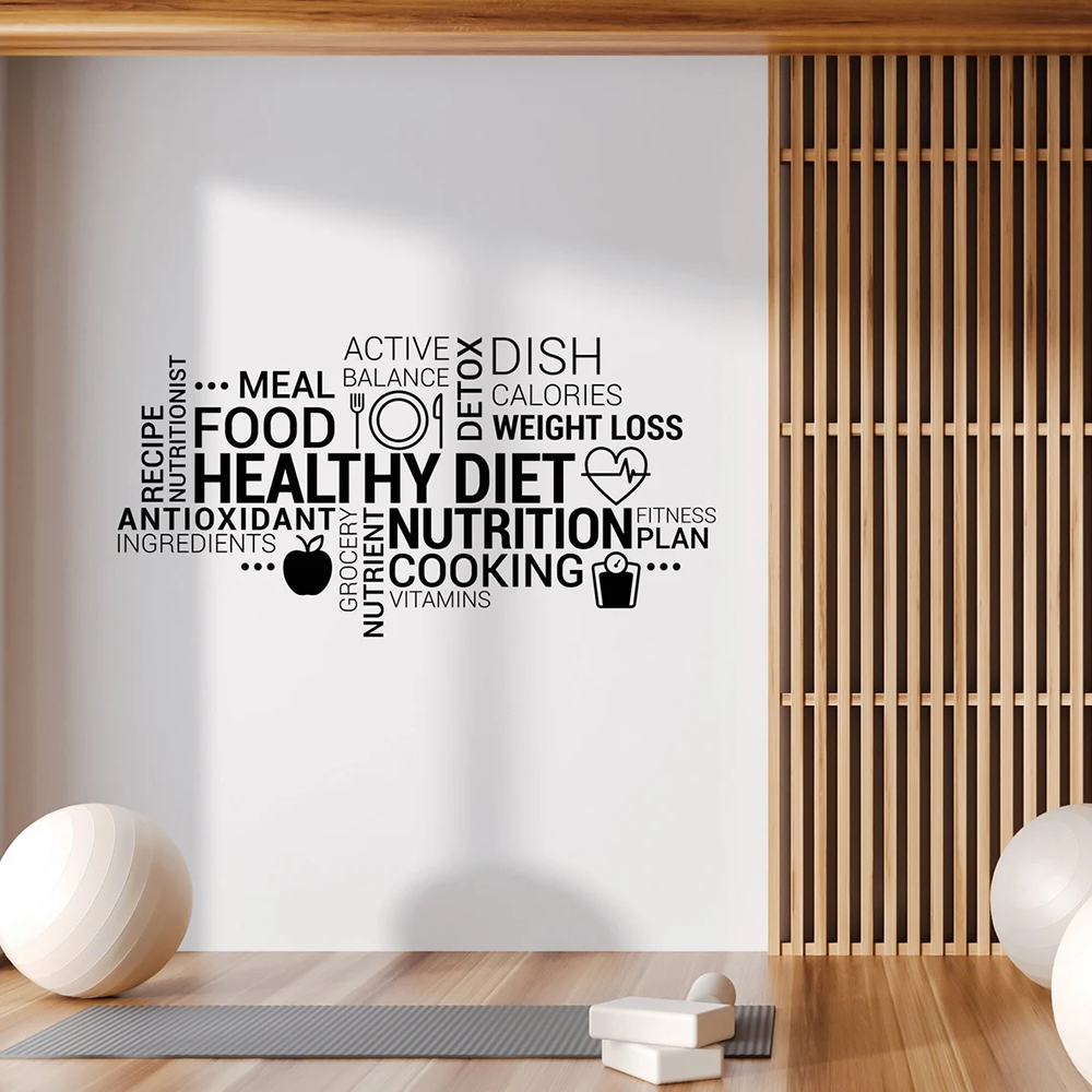 Nutrition Fitness Health - インスピレーションを与える健康的な食事ビニール壁デカール栄養健康 IMotivational ウォールステッカーホームジムフィットネスインテリア装飾壁画 A932