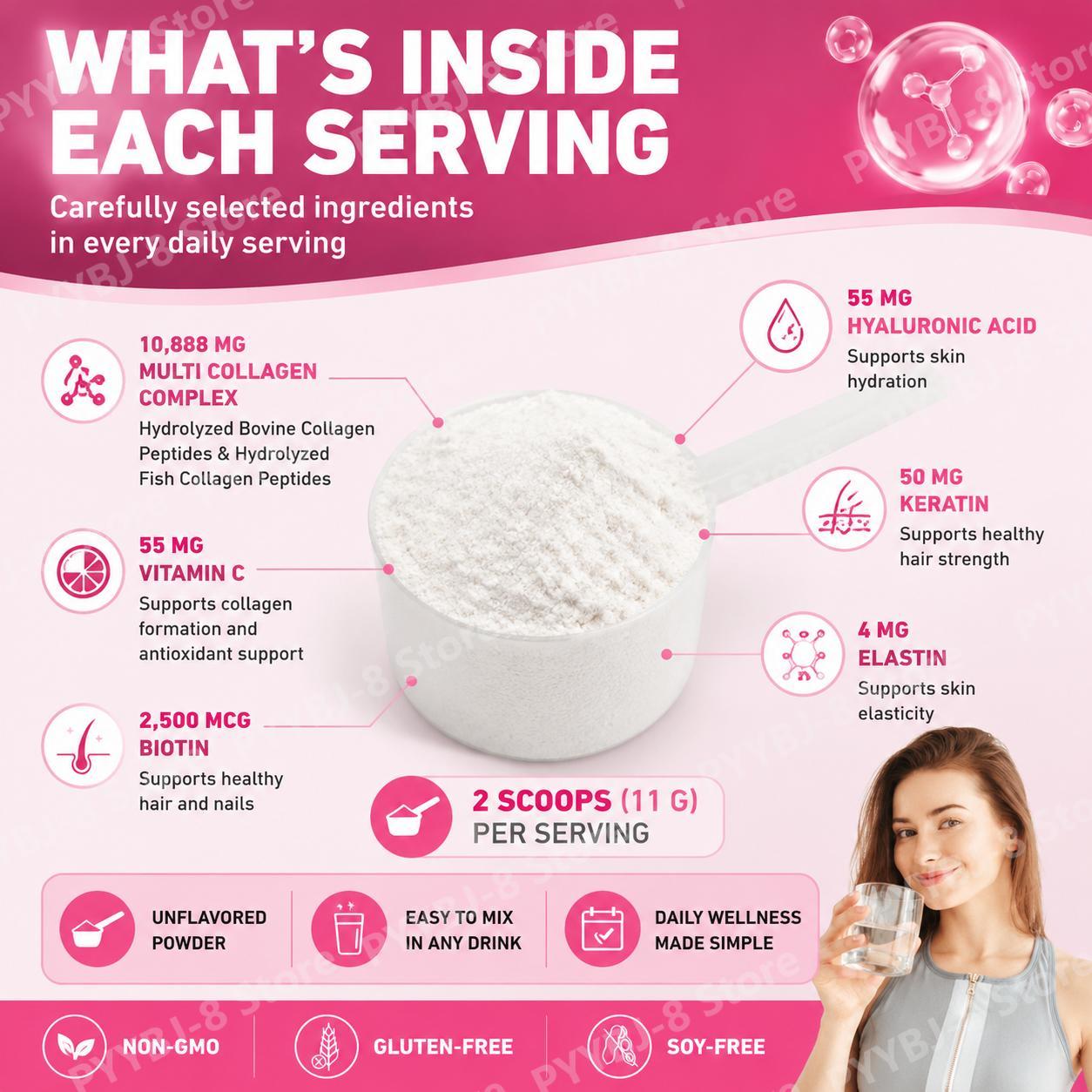 ソロツリー マルチコラーゲンペプチドパウダー（ビオチン、ビタ - Collagen Peptide Powder のレビューと価格