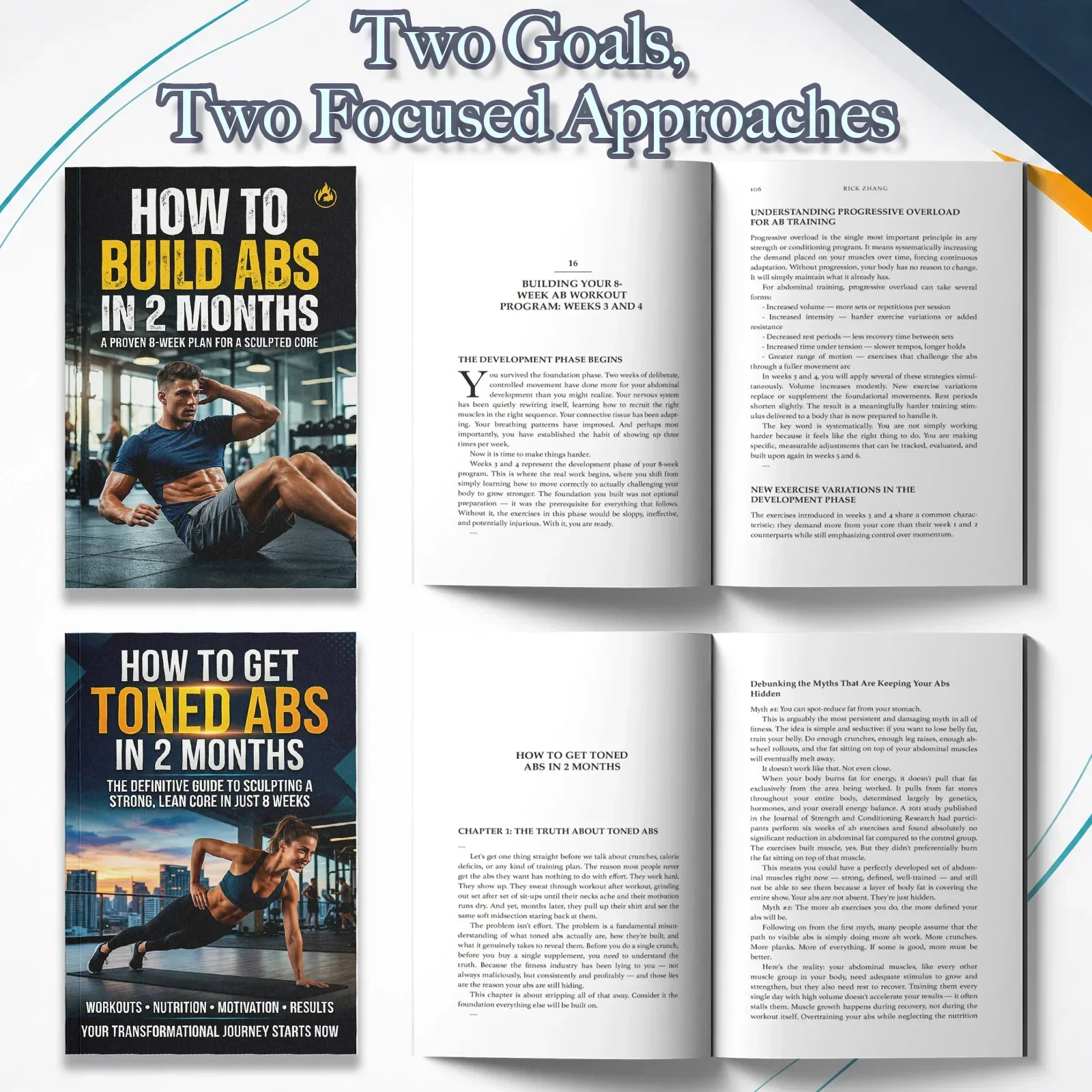 男性と女性のための2冊セット腹筋トレーニングガイド、引き締ま - Nutrition And Fitness Books のレビューと価格